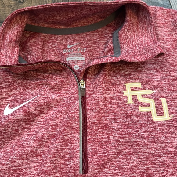 Nike Dri-fit Women’s Heathered Red FSU Quarter-Zip Top size M - Picture 2 of 4